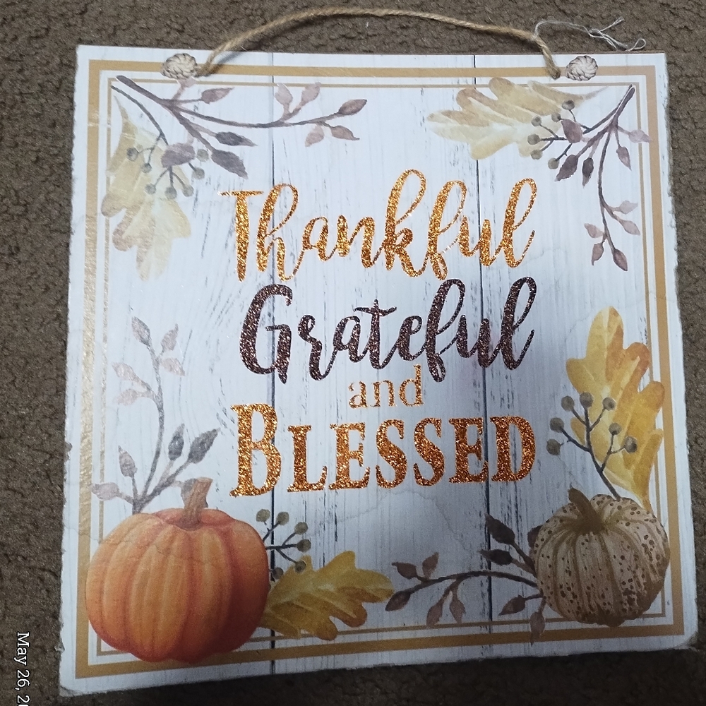 Hobby Lobby Thankful Grateful Blessed Wall Art - Orange, Brown, White